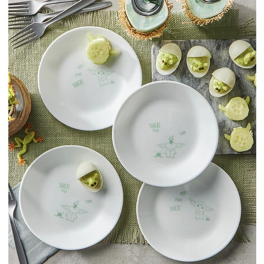 Corelle Star Wars Grogu Appetizer Plates 4pk 6.75in White New Baby Yoda Set